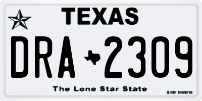 TX license plate DRA2309