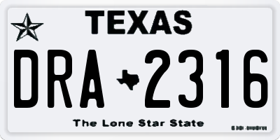 TX license plate DRA2316