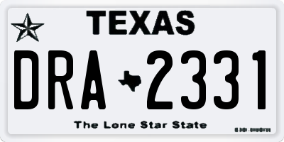TX license plate DRA2331
