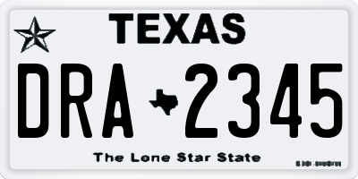 TX license plate DRA2345