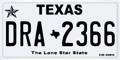 TX license plate DRA2366