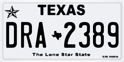 TX license plate DRA2389