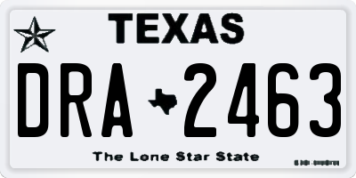 TX license plate DRA2463