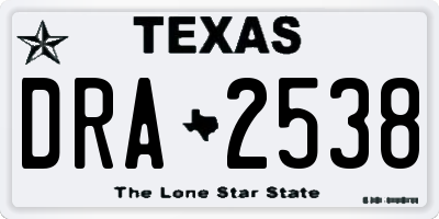 TX license plate DRA2538