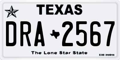 TX license plate DRA2567
