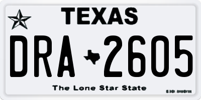 TX license plate DRA2605