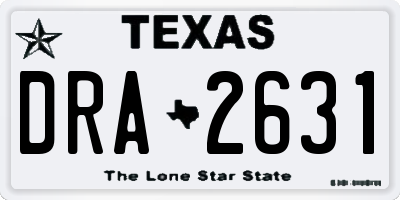 TX license plate DRA2631