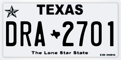 TX license plate DRA2701