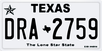 TX license plate DRA2759