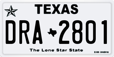 TX license plate DRA2801