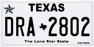 TX license plate DRA2802