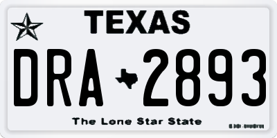 TX license plate DRA2893