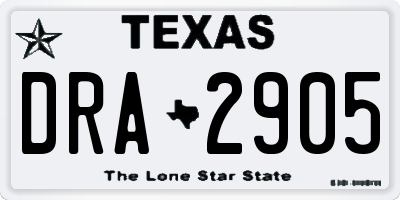 TX license plate DRA2905