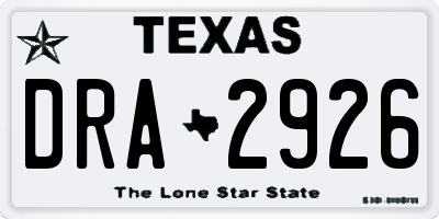 TX license plate DRA2926