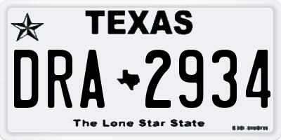 TX license plate DRA2934