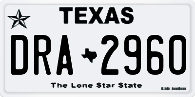 TX license plate DRA2960