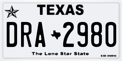 TX license plate DRA2980