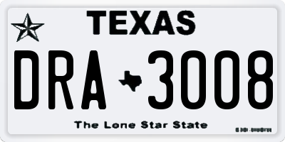 TX license plate DRA3008