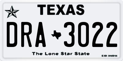 TX license plate DRA3022