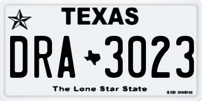 TX license plate DRA3023