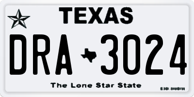 TX license plate DRA3024