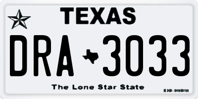 TX license plate DRA3033