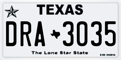 TX license plate DRA3035