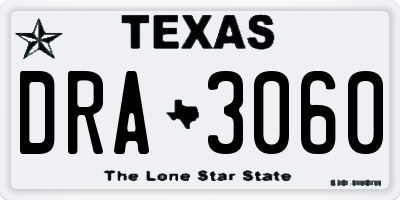 TX license plate DRA3060