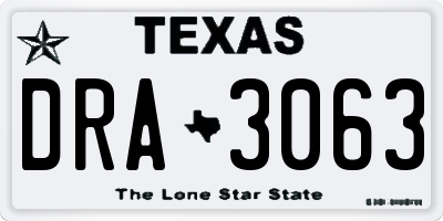 TX license plate DRA3063