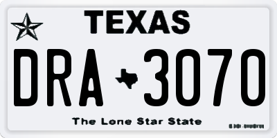 TX license plate DRA3070