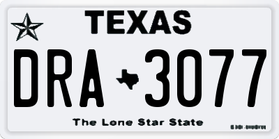 TX license plate DRA3077