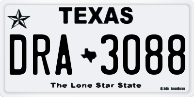TX license plate DRA3088