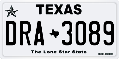 TX license plate DRA3089