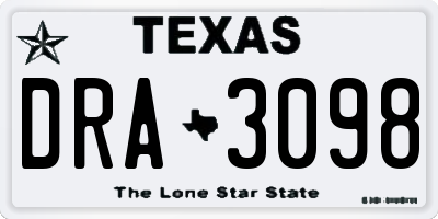 TX license plate DRA3098