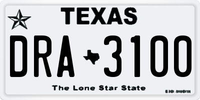 TX license plate DRA3100