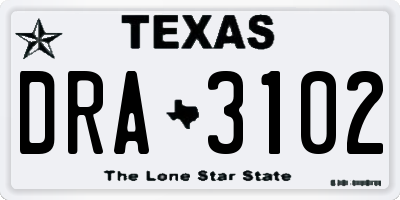 TX license plate DRA3102