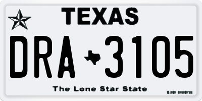 TX license plate DRA3105