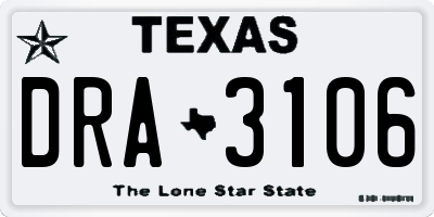 TX license plate DRA3106