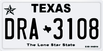 TX license plate DRA3108