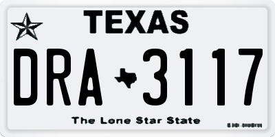 TX license plate DRA3117