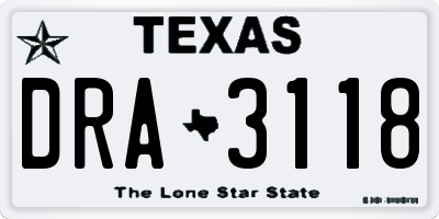 TX license plate DRA3118