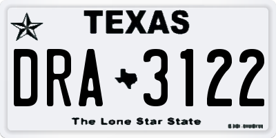 TX license plate DRA3122