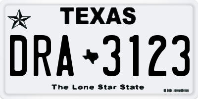 TX license plate DRA3123