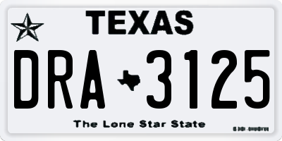 TX license plate DRA3125