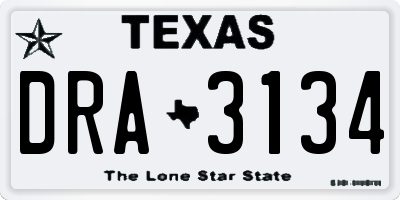 TX license plate DRA3134