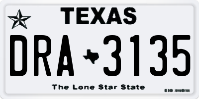 TX license plate DRA3135