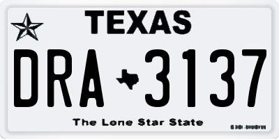 TX license plate DRA3137