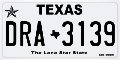TX license plate DRA3139