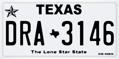 TX license plate DRA3146