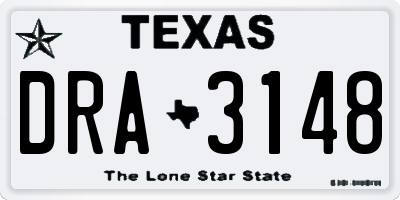 TX license plate DRA3148